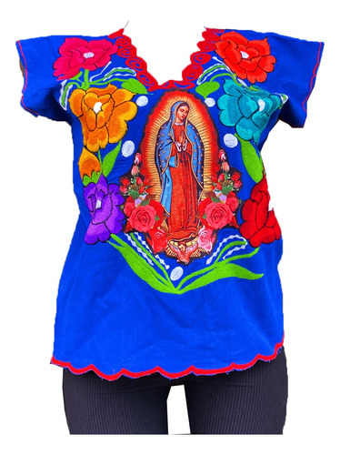 Blusa Bordada Con Virgen