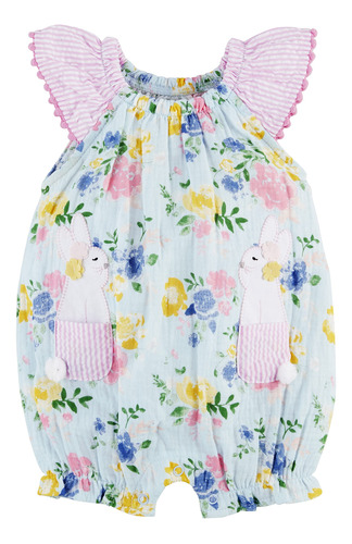 Mud Pie Baby-girls Floral Bunny Bubble, Floral