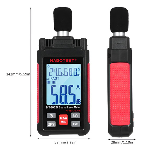 Decibelímetro Habotest Ht602b Portátil 130 Db Capa