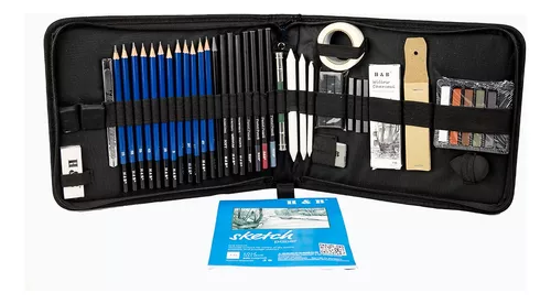 Set Kit Lápices Dibujo Artístico Carbón Y Pastel 45 Piezas