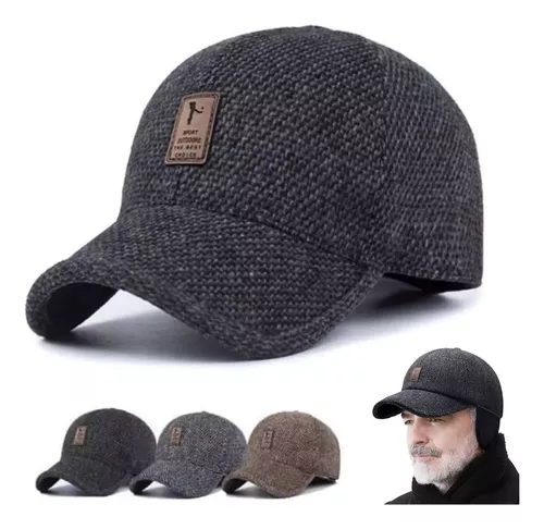 OCTEEN Visera de invierno para hombre, con orejeras, gorro de punto de lana  de béisbol