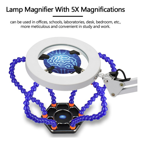 Lupa Usb 5x Lupa De Escritorio De La Lámpara De Lupa Led De