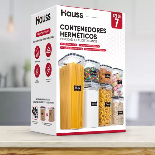 HAUSSEN Set De 7 Contenedores Almacenamiento Herméticos Hauss