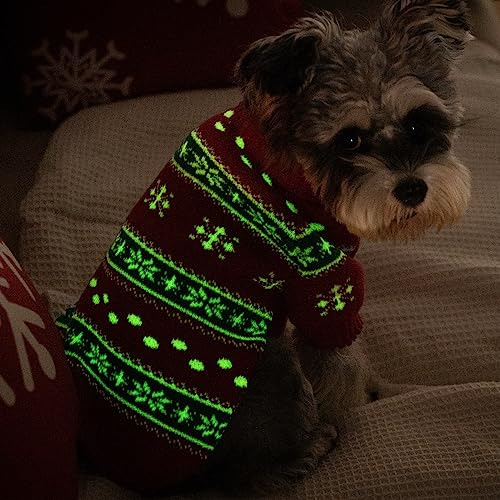 Suéter De Navidad Perros Copos De Nieve Rojos Brillant...