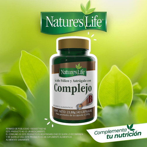Nature´s Life Complejo B C/ Ácido Fólico Y Astrálago 40 Caps