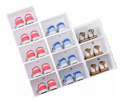 Cajas Para Zapatos Plastico Apilables Para Zapatos 12 Pzs