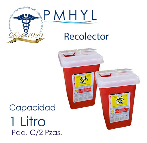 Contenedor Para Residuos Punzocortantes Rpbi 1 Litro Rojo
