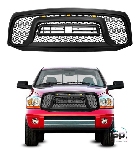 Parrilla Dodge Ram 1500 Negro Luz Led Ambar 2006 2007 2008