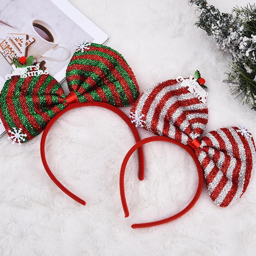 Diadema Con Lazo Navideño, Adorno Para Raya Roja Y Blanca