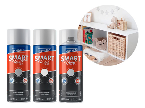 Pintura Aerosol Blanco Mate + Primer + Barniz 350ml Doble A