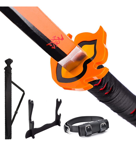 104cm Katana De Madera Demon Slayer Varios Espada Colección Ludede Color C - 3rd Tanjiro Kamado - Naranja