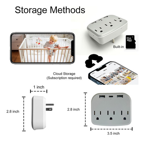 Cámara De Pared | 4k Wifi Live | Cargador Usb Power Strip