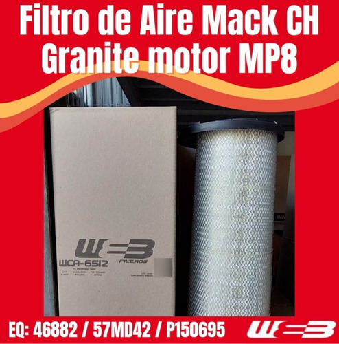 Filtro Aire Mack Ch Granite Motor Mp8 Wca-6512