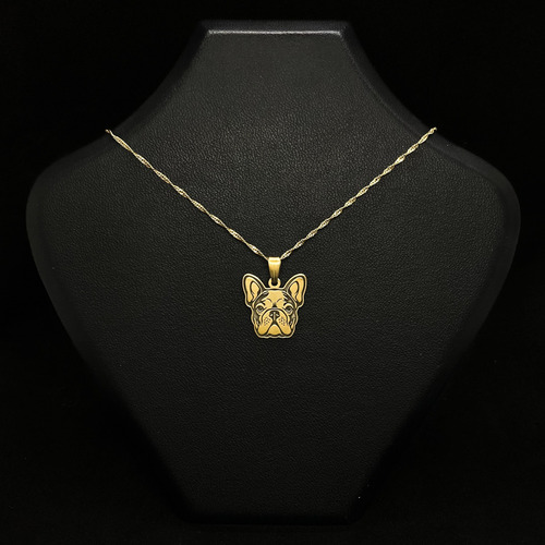 Cadena Y Dije Perro Bulldog Francés Oro 18k Oro 18k 50 Cm