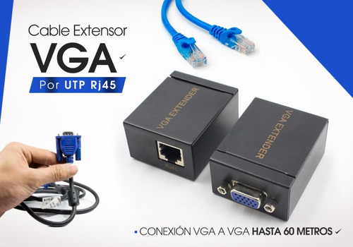 Extensor Vga Por Utp Rj45 Lan Cat 5 / 6 Hasta 60 Metros Par