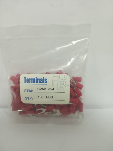 Terminal Rojo Tipo Horquilla Para Cable 18/20 4mm