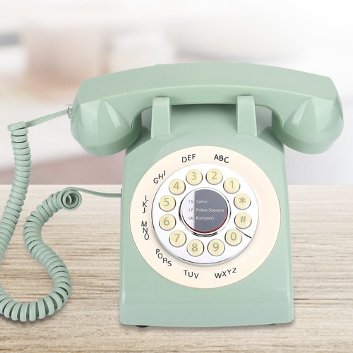Teléfono Retro, Teléfono De Escritorio Verde Para Uso Domést