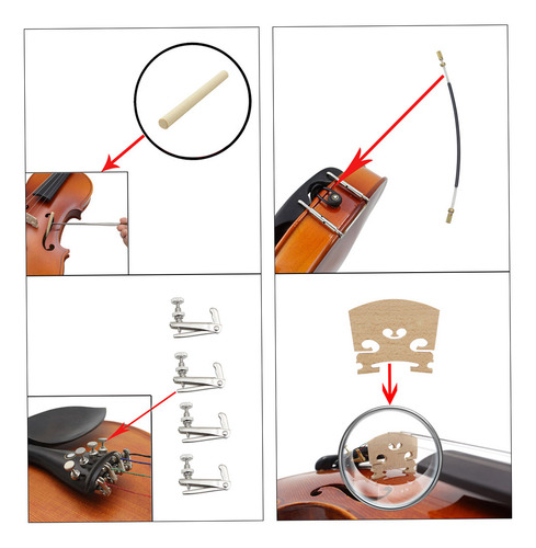 Accesorios Violín 4/4 15 Piezas: Cordal, Cordón, Botón,