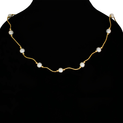 Collar De Perlas Naturales Y Oro Amarillo De 14k