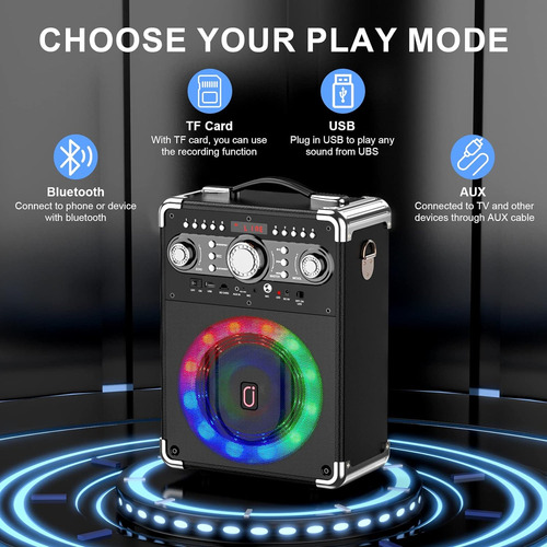 Máquina De Karaoke, Sistema Pa Portátil Con 2 Micrófonos Ina
