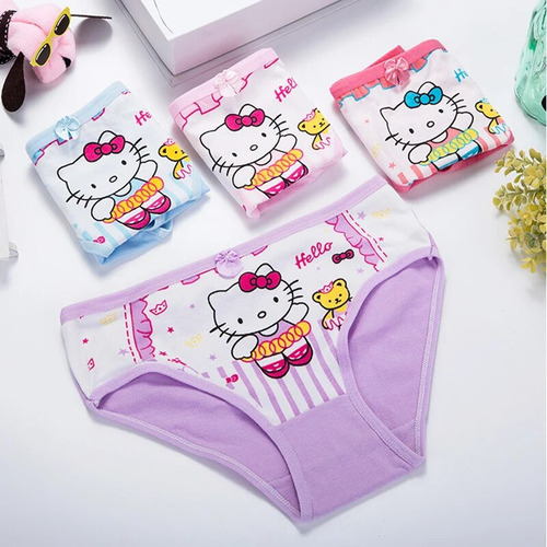 Bragas Hello Kitty Para Niñas, 4 Unidades/lote, 100% Algodón