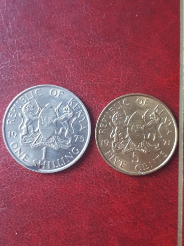 Moneda Kenia Lote X 2 1 Schilling 5 Cent 1971/75