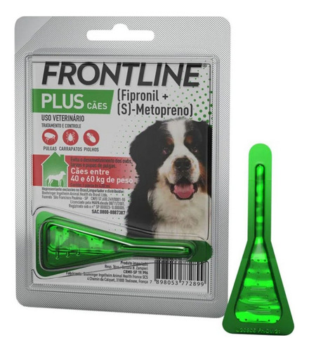 Antipulgas Frontline Plus Para Cães De 40 A 60kg 1 Dose