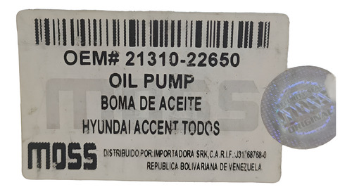 Bomba De Aceite Hyundai Accent Automático 2005 1.5