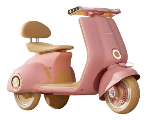 Moto Eléctrica Para Niños Tipo Vintage Recargable Con Música Color Rosa