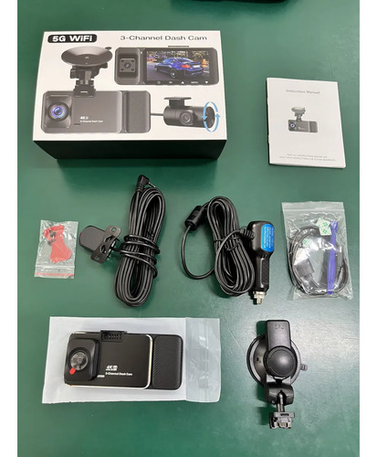 Mr. Gadgets Dash Cam Para Auto 4k + 1080p 3 Cámaras Frontal Trasera Interior Con Wifi Gps Visión Nocturna Sensor G Grabación En Bucle Ángulo 170° Micrófono Pantalla 3 Soporta Sd 256gb
