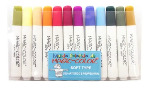 Kit 36 Marcadores Caneta Ponta Única Magic Color Soft Type Kit 36 Marcadores Caneta Ponta Única Magic Color Soft Type