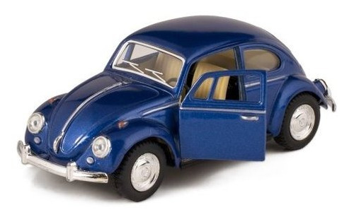 Coche Volkswagen Beetle De Juguete Azul Con Cuerda Kinsmart.