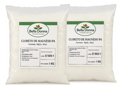 2 Cloreto De Magnésio Pa Refil - 1kg Cada Laudo/ Nota Fiscal