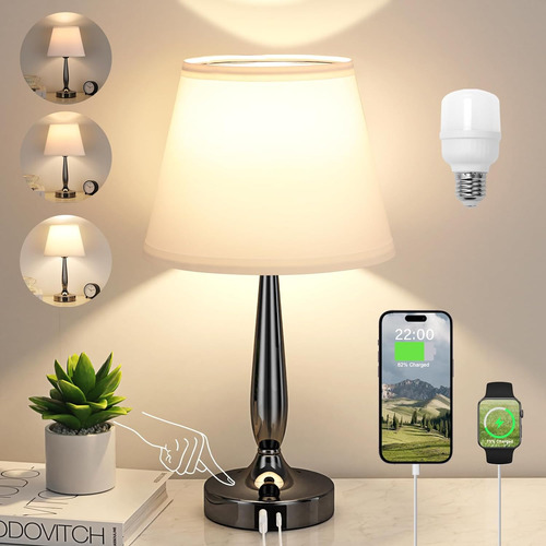 Lámpara De Mesita De Noche Kakanuo Touch Para Dormitorio Con