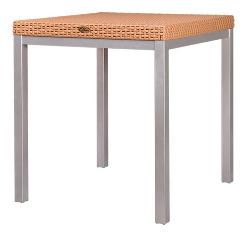 Mesa Tipo Rattan De Comedor, Terraza De Polipropileno/acero Color Camello