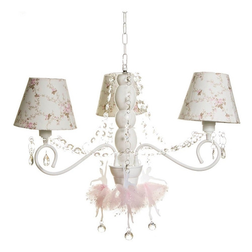 Lustre 3l Haste Madeira Bailarinas Rosa Quarto Bebê Infantil