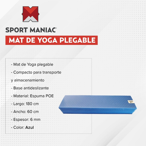 Imagen 2 de 3 de Yoga Mat Ejercicio Plegable Reebok Fitness 6 Mm Sport Maniac