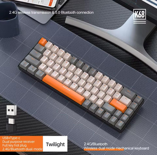 Teclado Mecânico Sem Fio Ziyoulang K68 Switch Red