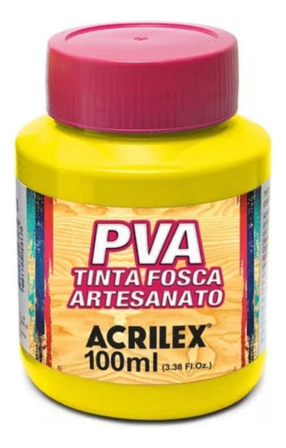Tinta Fosca Artesanato Pva 100ml Amarelo Limão Acrilex C/6un