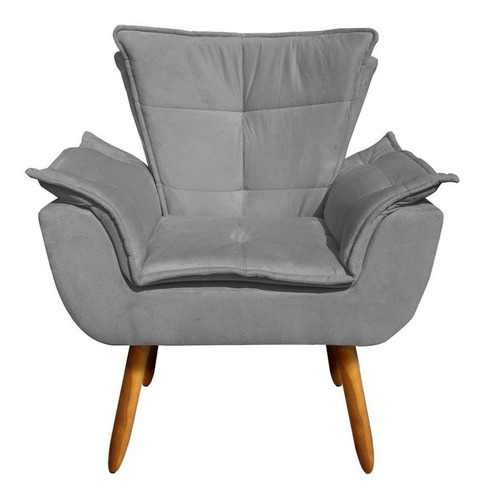 Poltrona Opala Com Puff Opala Suede - D'rossi Cor Grafite