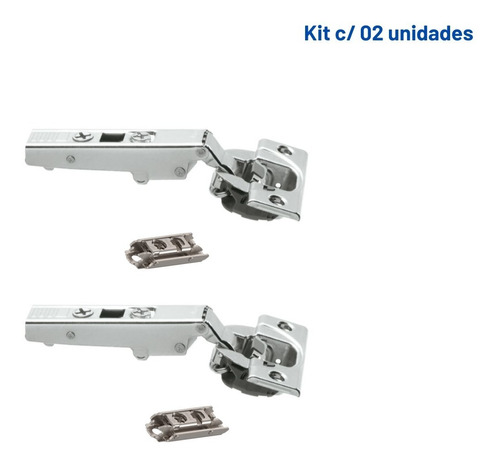 Kit 2 Dobradiças Clip Top Blumotion Reta 71b3550+calço Reto
