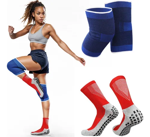 comprar Kit Meia Antiderrapante + Joelheira Compressão Elástica Fit