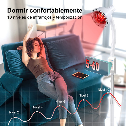 Lámpara De Pie Infrarroja Móvil Regulable En Temperatura