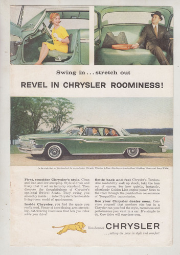 1959 Publicidad Vintage Automovil Chrysler Windsor Clasicos