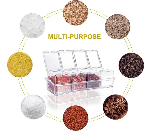 Anberky Clear Seasoning Box 4 Ratch De Condimento Acrílico C