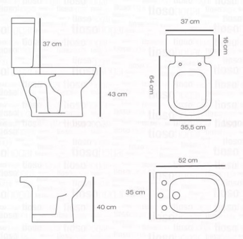 Imagen 6 de 10 de Combo Pringles Dioniso Inodoro Mochila Bide Tapa Bidet Baño