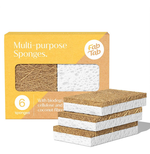 Fabtab Cocofiber Kitchen Sponges - Pack Of 6 Biodegradable C