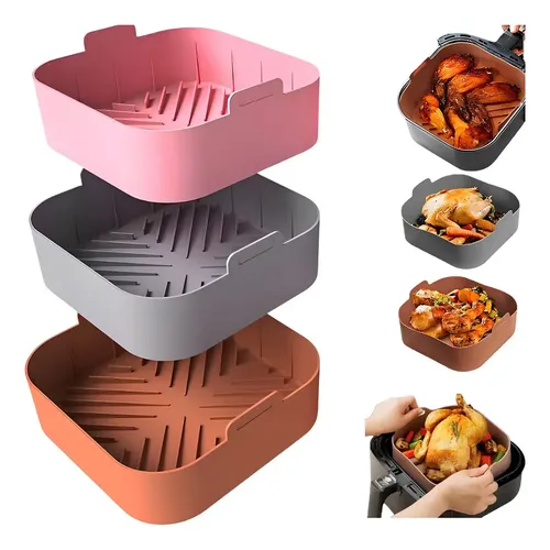 Kit 3 Forma De Silicone Air Fryer Antiaderente Microondas Boa Dic...