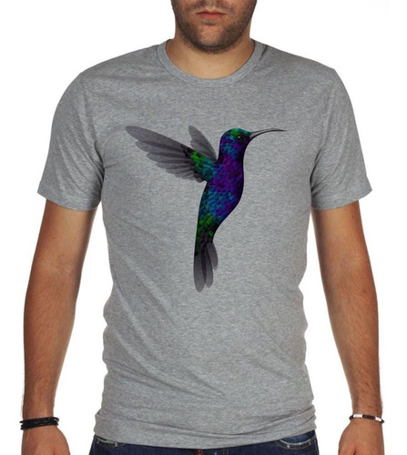 Remera De Hombre Colibri Azul Violeta Verde Gris