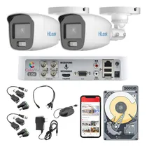 Comprar Kit circuito cerrado Hikvision Hilook dvr 4 canales 2 camaras color blanco 1080p 2mp full hd thc-b129-ps colorvu audio integrado video a color las 24\u002F7 video baluns disco duro 500gb